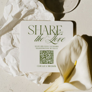 Deel de Liefde QR-code Olijfgroene Trouw Kartonnen Onderzetters