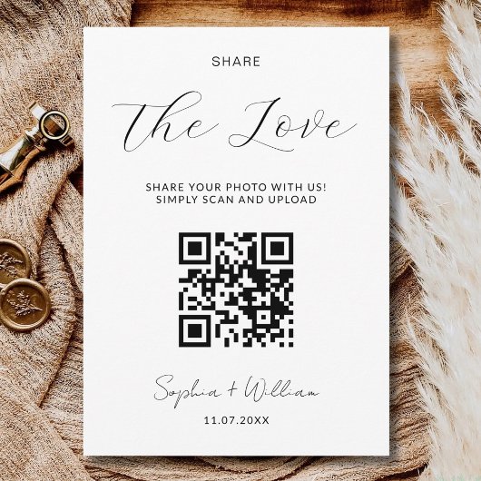 Deel De Liefde QR Code Scanbare Foto Huwelijk Feestdagenkaart