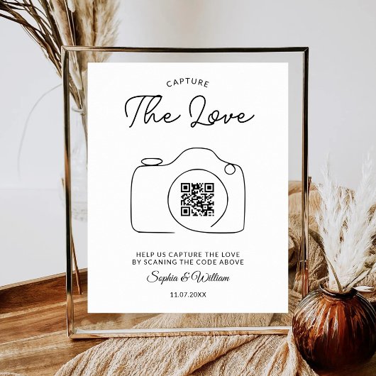 Deel De Liefde QR Code Scanbare Foto Huwelijk Poster