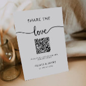 Deel de liefde QR code teken, bruiloft foto teken Kaart