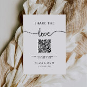 Deel de liefde QR code teken, bruiloft foto teken Kaart