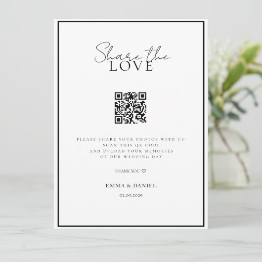 Deel de Liefde QR Code White Wedding Gallery (Staand voorkant)