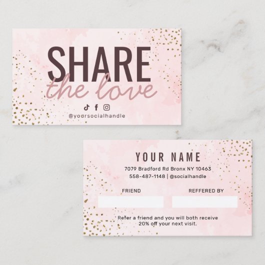 Deel de Liefde Referral-kaart Visitekaartje (Voorkant / Achterkant)