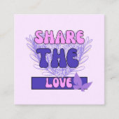 Deel de liefde roze paarse moderne typografie aanbevelingskaartje (Voorkant)