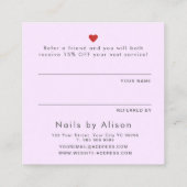 Deel de liefde roze paarse moderne typografie aanbevelingskaartje (Achterkant)