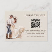 Deel de liefde rustieke Westerne bruiloft QR-code Informatiekaartje (Voorkant)