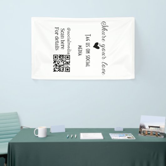 Deel de liefde scan QR-code voeg sociale details t Spandoek (Beurs)