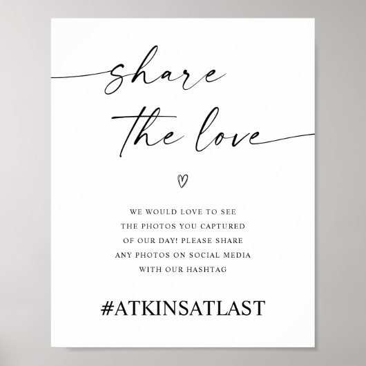 Deel de Liefde Sociale Media Trouw Hashtag Poster (Voorkant)