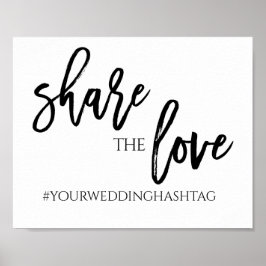 Deel de Liefde Trouw Hashtag Bord | 21x26,5cm | Zw Poster