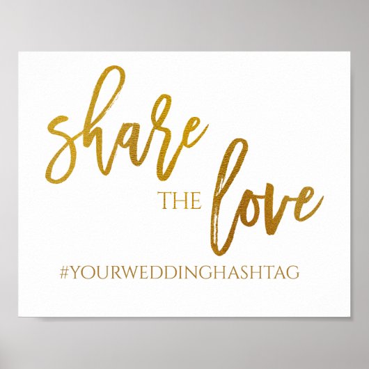 Deel de Liefde Trouwbord | 8 x 10 | Goud Folie Poster (Voorkant)