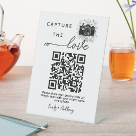 Deel De Liefde Trouwfoto Deel QR-code Bord Reclamebord Met Voetstuk