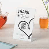 Deel de liefde Trouwfoto Deel QR-code Reclamebord Met Voetstuk (Insitu)