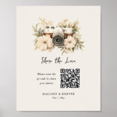 Deel de Liefde Vintage Camerahuwelijk QR-code Poster (Voorkant)