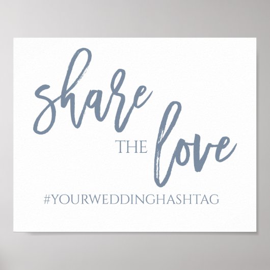 Deel de Liefde Wedding Sign | 8x10 | Dusty Blue Poster (Voorkant)