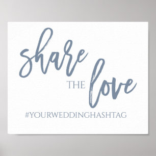 Deel de Liefde Wedding Sign   8x10   Dusty Blue Poster