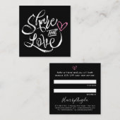 Deel de liefde zwart vet rustiek script typografie aanbevelingskaartje (Voorkant / Achterkant)