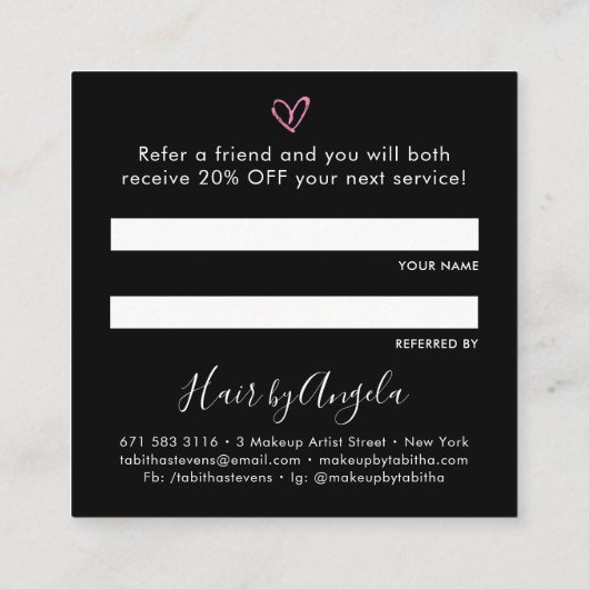 Deel de liefde zwart vet rustiek script typografie aanbevelingskaartje (Achterkant)