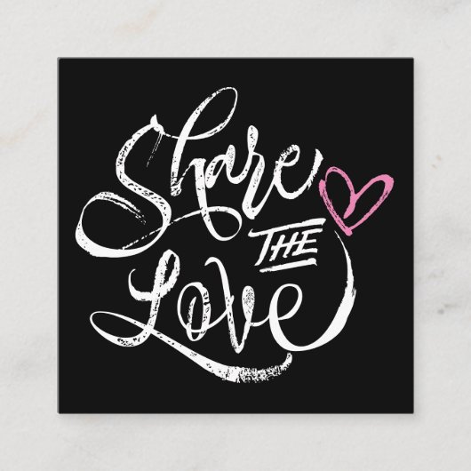 Deel de liefde zwart vet rustiek script typografie aanbevelingskaartje (Voorkant)