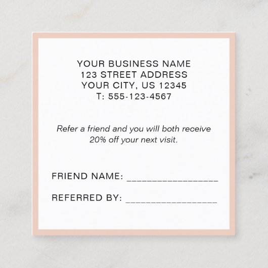 Deel de Love Elegant Skin roze verwijzingskaart Aanbevelingskaartje (Achterkant)