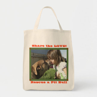 Deel de LOVE! en een Pit Bull redden Tote Bag