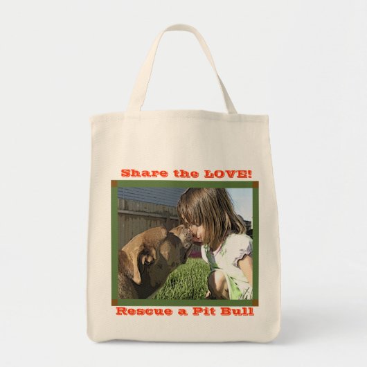 Deel de LOVE! en een Pit Bull redden Tote Bag (Voorkant)