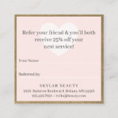 Deel de Love Friend Referral Blush Pink Vierkante Visitekaartje (Achterkant)