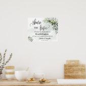 Deel de Love Hashtag Bruiloft Eucalyptus Groen Poster (Keuken)