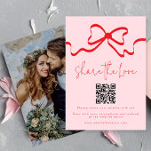 Deel de Love Red Bow trouwfoto Deel QR-code Informatiekaartje