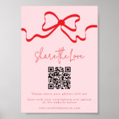 Deel de Love Red Bow trouwfoto Deel QR-code Poster (Voorkant)