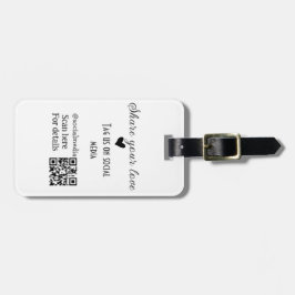 Deel de love scan QR-code en voeg sociale details  Bagagelabel