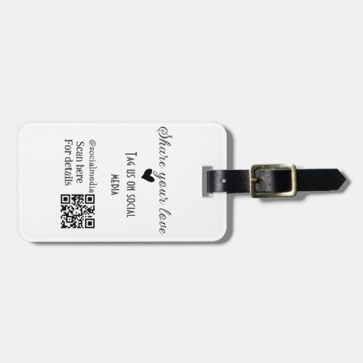 Deel de love scan QR-code en voeg sociale details  Bagagelabel (Voorkant horizontaal)