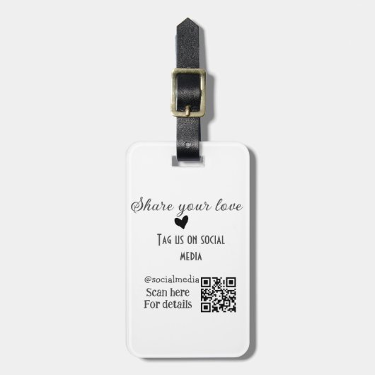 Deel de love scan QR-code en voeg sociale details  Bagagelabel (Voorkant verticaal)