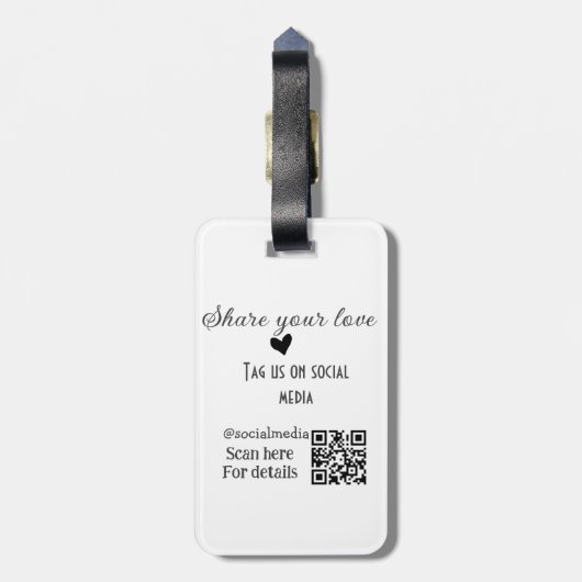 Deel de love scan QR-code en voeg sociale details Bagagelabel (Achterkant verticaal)