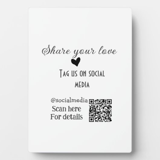 Deel de love scan QR-code en voeg sociale details Fotoplaat (voorkant)