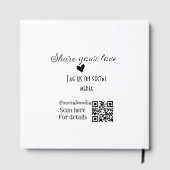 Deel de love scan QR-code en voeg sociale details  Gastenboek (Achterkant)