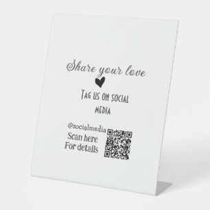 Deel de love scan QR-code en voeg sociale details Reclamebord Met Voetstuk