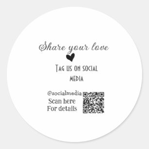 Deel de love scan QR-code en voeg sociale details  Ronde Sticker