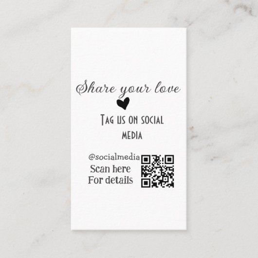 Deel de love scan QR-code en voeg sociale details  Visitekaartje (Voorkant)