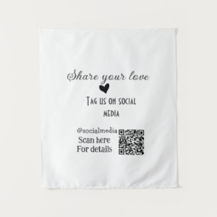 Deel de love scan QR-code en voeg sociale details  Wandkleed