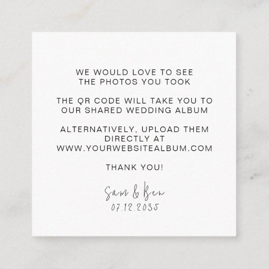 Deel de Love Scan QR Code Trouwtafel Informatiekaartje (Achterkant)