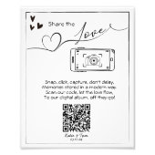 Deel de Love Wedding Photo QR Code Poster (Voorkant)
