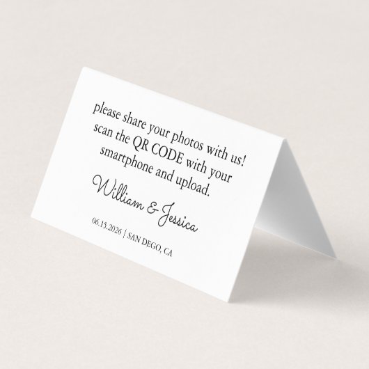 Deel de QR-code van de Liefde Wedde Foto's Visitekaartje (Achterkant)