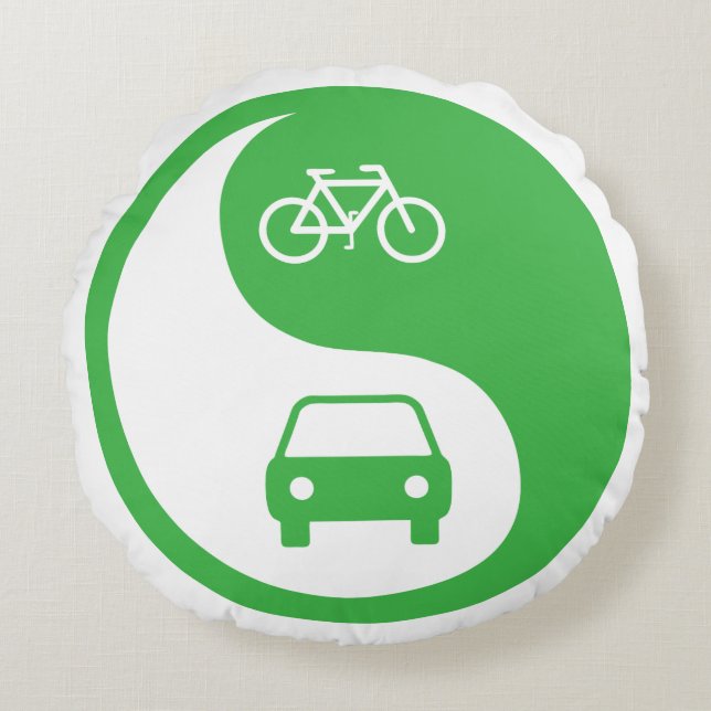Deel de Road Yin Yang Rond Kussen (Voorkant)
