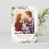 Deel de Warmte en Vreugde Vrolijk Kerstfeest Feestdagenkaart (Staand voorkant)