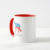 Deel-Democraat. Deel Republikein. Demoblican Mok (Voorkant links)