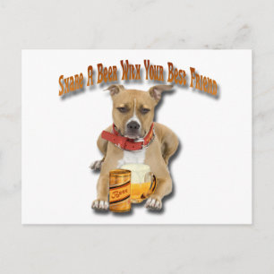 Deel een bier met American Staffordshire Terrier Briefkaart