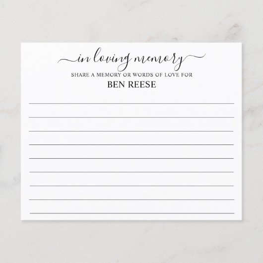 Deel een geheugen begrafenisaanwezigheid (Voorkant)