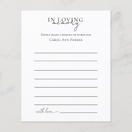 Deel een geheugen begrafenisdienst aanwezigheid (Voorkant)