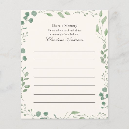 Deel een geheugen begrafenisdienst aanwezigheid (Voorkant)