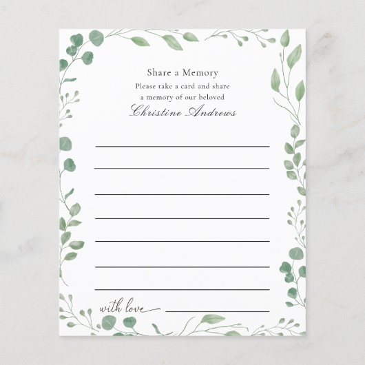 Deel een geheugen begrafenisdienst aanwezigheid (Achterkant)